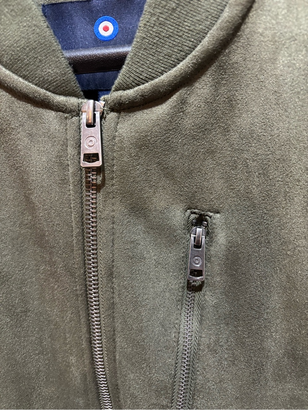 Men's Ben Sherman Olive Green Zip-Front Bomber Sweater jacket full zip pockets - Picture 5 of 12